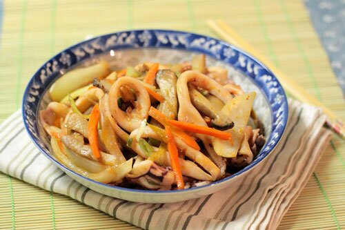 Stir fried Squid with Mushroom Recipe (Mực Xào Nấm)